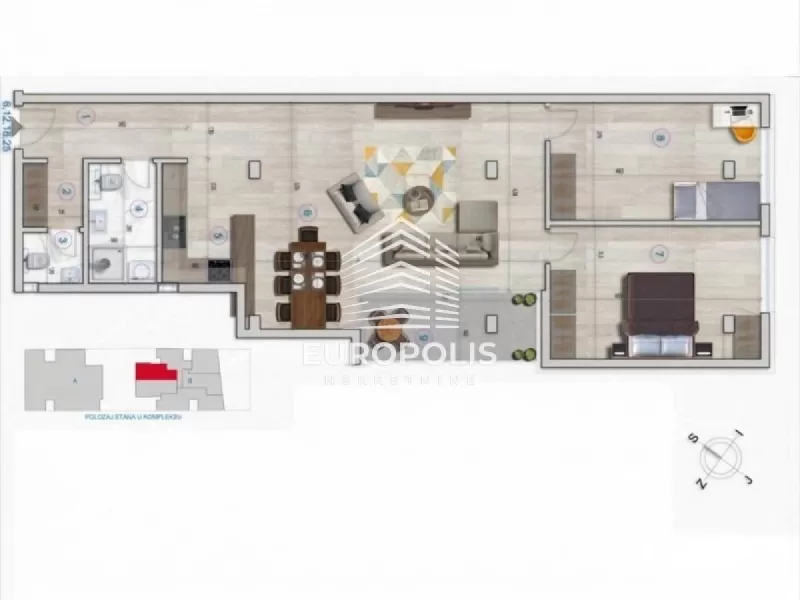 Trosoban stan, Stara Bežanija, Novi Beograd - 89,1 m², prodaja (slika 1)