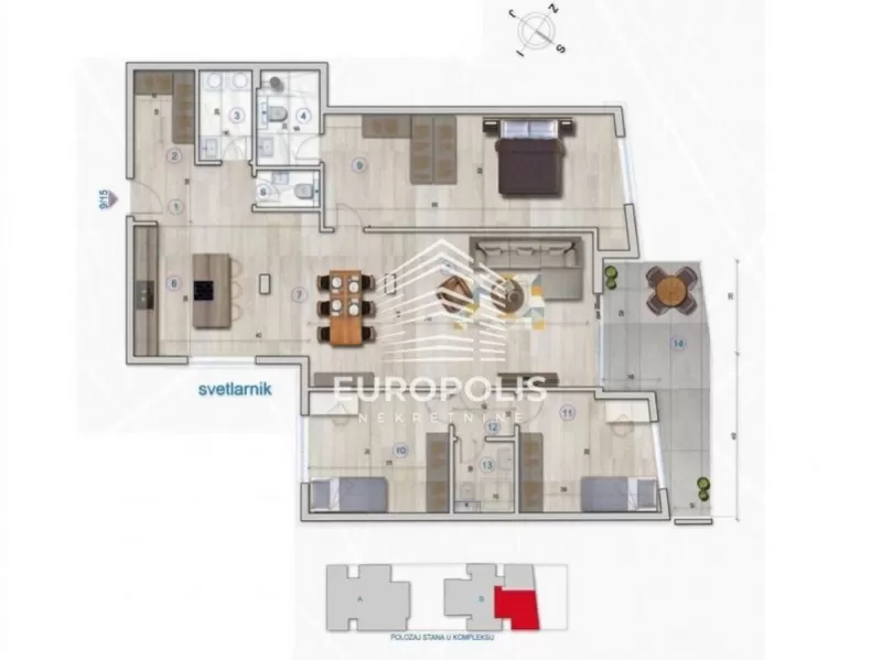 Četvorosoban stan, Stara Bežanija, Novi Beograd - 125,6 m², prodaja (slika 1)