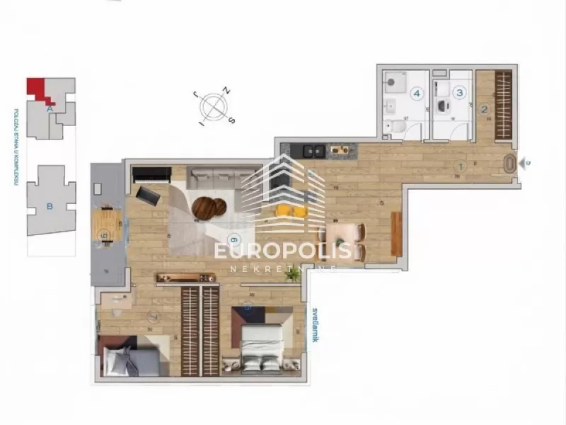 Trosoban stan, Stara Bežanija, Novi Beograd - 83,9 m², prodaja (slika 1)